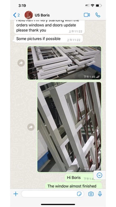 Communication with New York builder Boris about custom window production