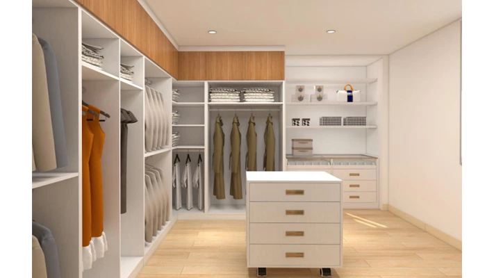 3D rendering of custom closet and cabinet design for New York project