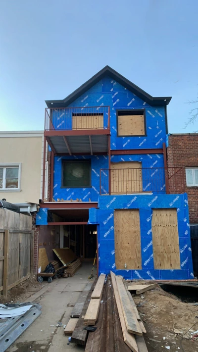 New York house construction site for Boris building materials project