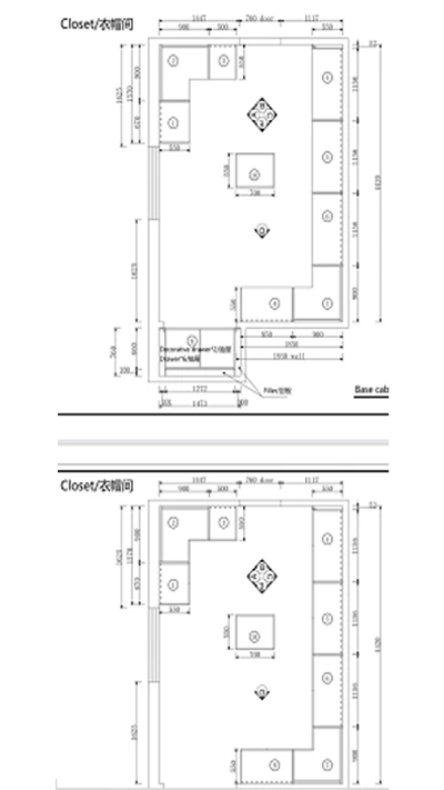 Closet layout drawing for Eric New York custom cabinet project