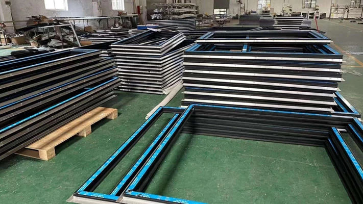 UPVC window frames prepared in factory for overseas shipment